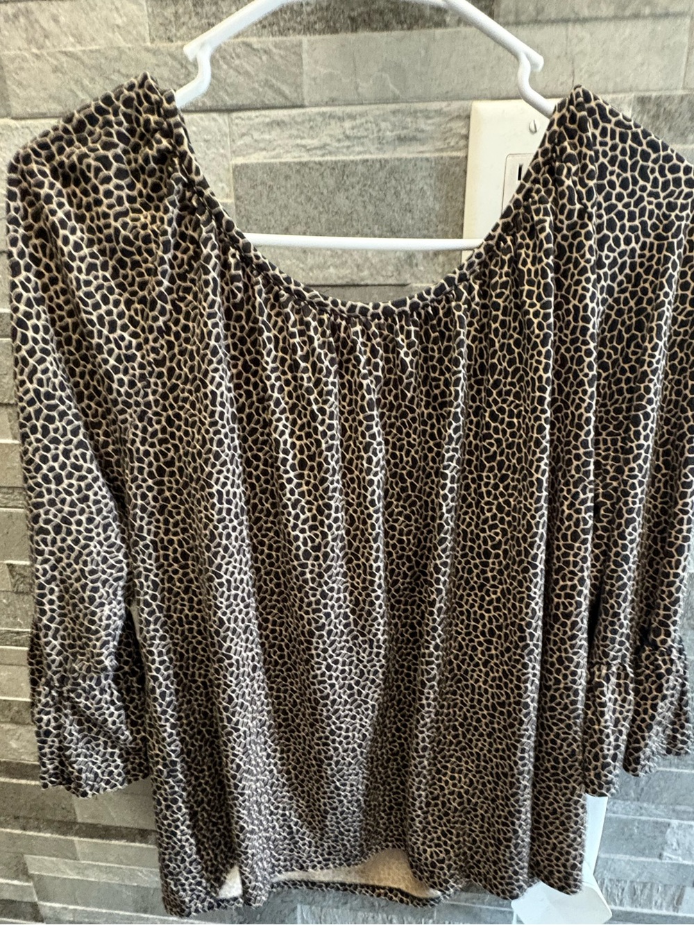 MICHAEL Michael Kors Brown and Black Animal-Print Peasant Tunic
